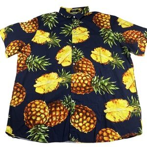 SSLR Hawaiian Shirt XXL Button Up Collard Pineapple Print (070)